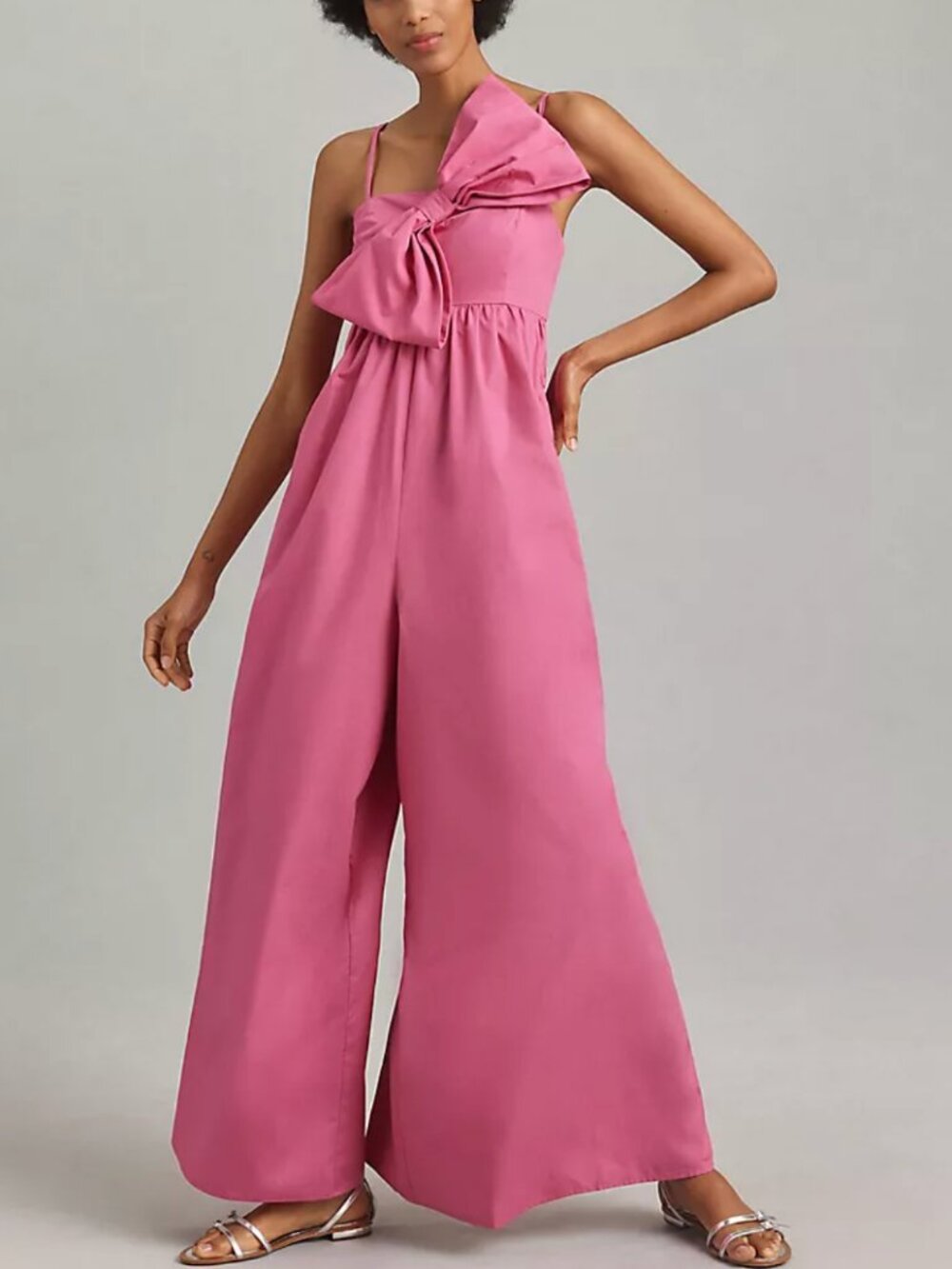 Hutch Anthropologie | Poplin Bow Jumpsuit in Pink